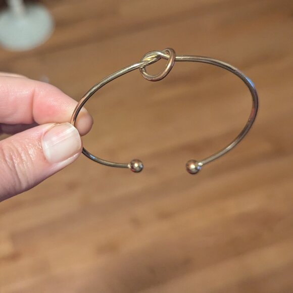 Lulus Let’s Tie the Knot Infinity Knot Bangle Cuff Bracelet Gold Bronze Dainty - Picture 6 of 6